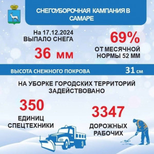 В Самаре на 17 января выпало 69% от месячной нормы снега