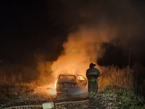 В Красноармейском районе открытым пламенем загорелся автомобиль