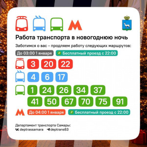 Напоминаем: в Самаре проезд в новогоднюю ночь будет БЕСПЛАТНЫМ!