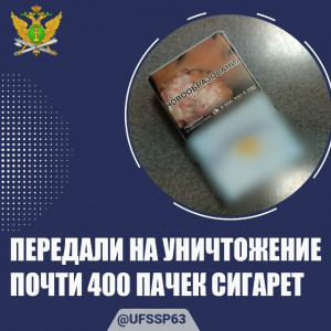 В Самарской области отправили на уничтожение почти 400 пачек сигарет