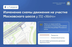 В Самаре закроют съезд к ТЦ «Metro» на Московском шоссе