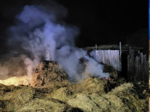 В Хворостянском районе горели 8 тюков соломы