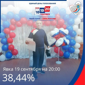 По состоянию на 20:00 19 сентября 2026 года:  явка избирателей на выборах составила 38,44%.
