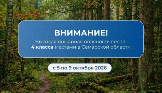 С 5 по 9 октября в Самарской области местами объявлена высокая пожарная опасность лесов 4 класса.